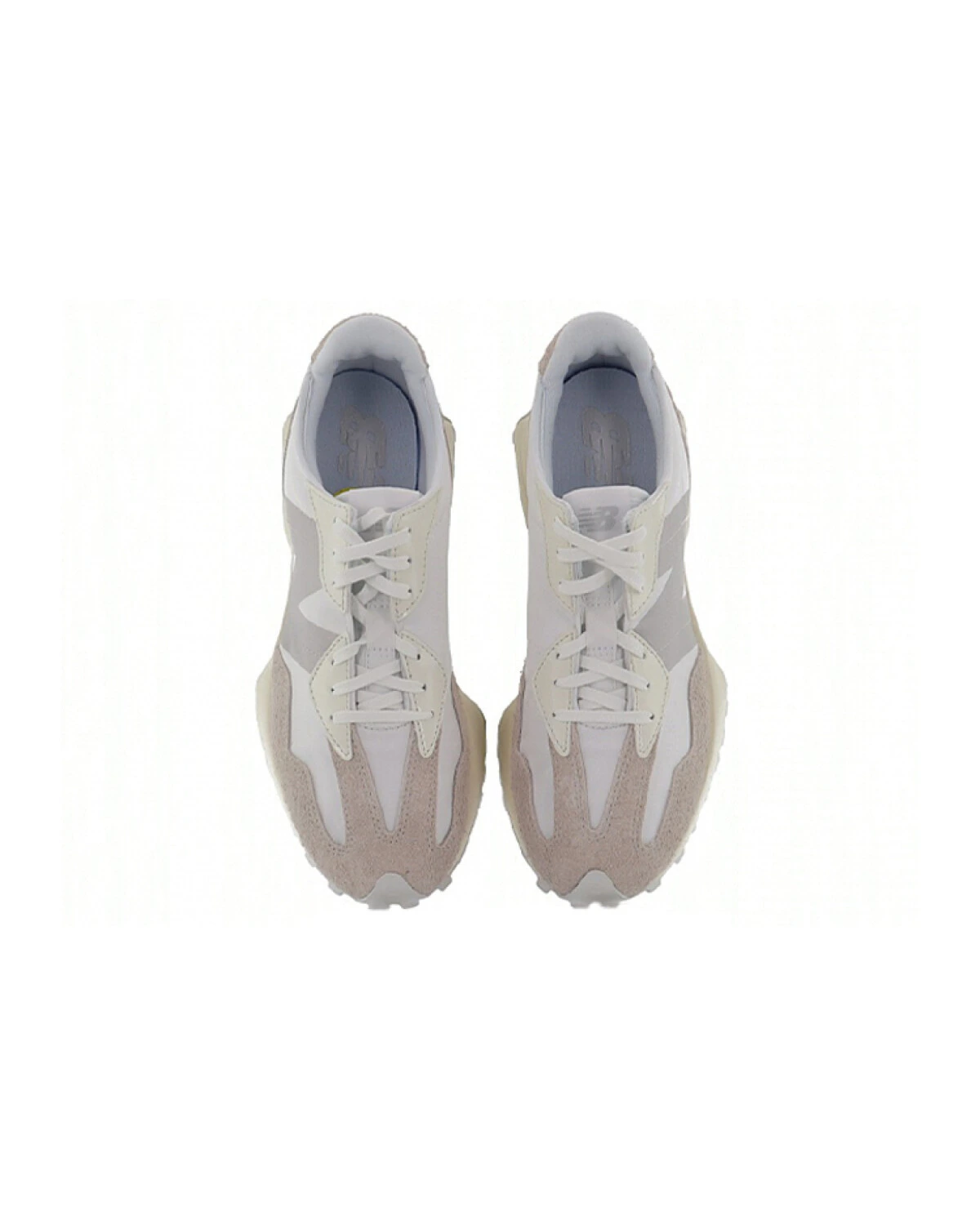 New Balance NB 327 женские кроссовки повседневные бело-серые из ткани и кожи картинка