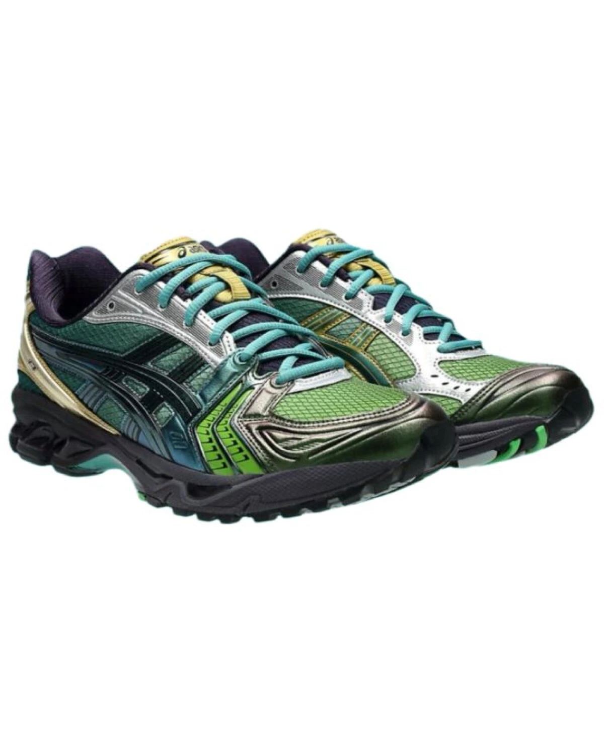 Asics Gel-Kayano 14 кроссовки черно-зеленые дышащие картинка