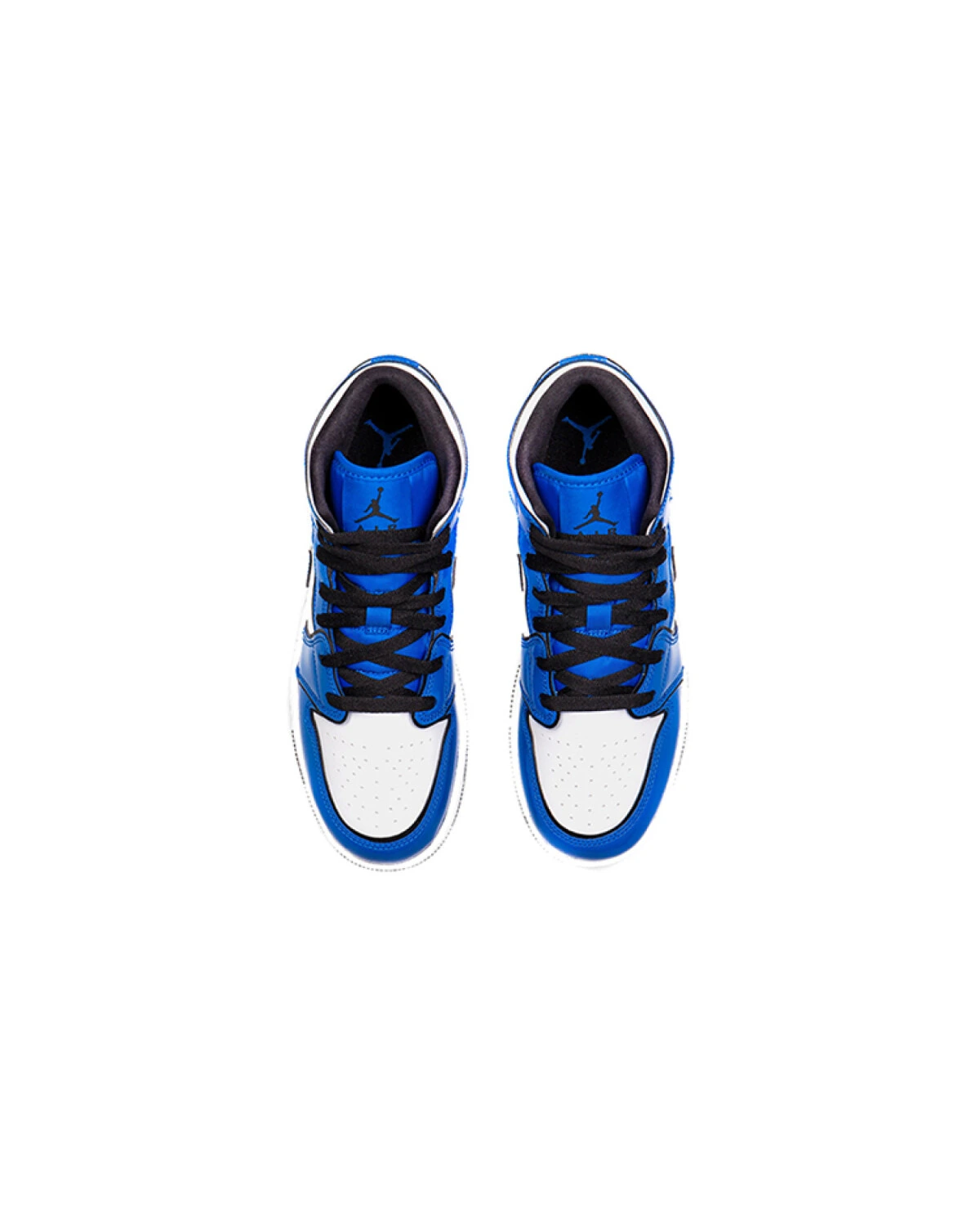 Jordan Air Jordan 1 детские кроссовки сине-белые с лакированной кожей картинка