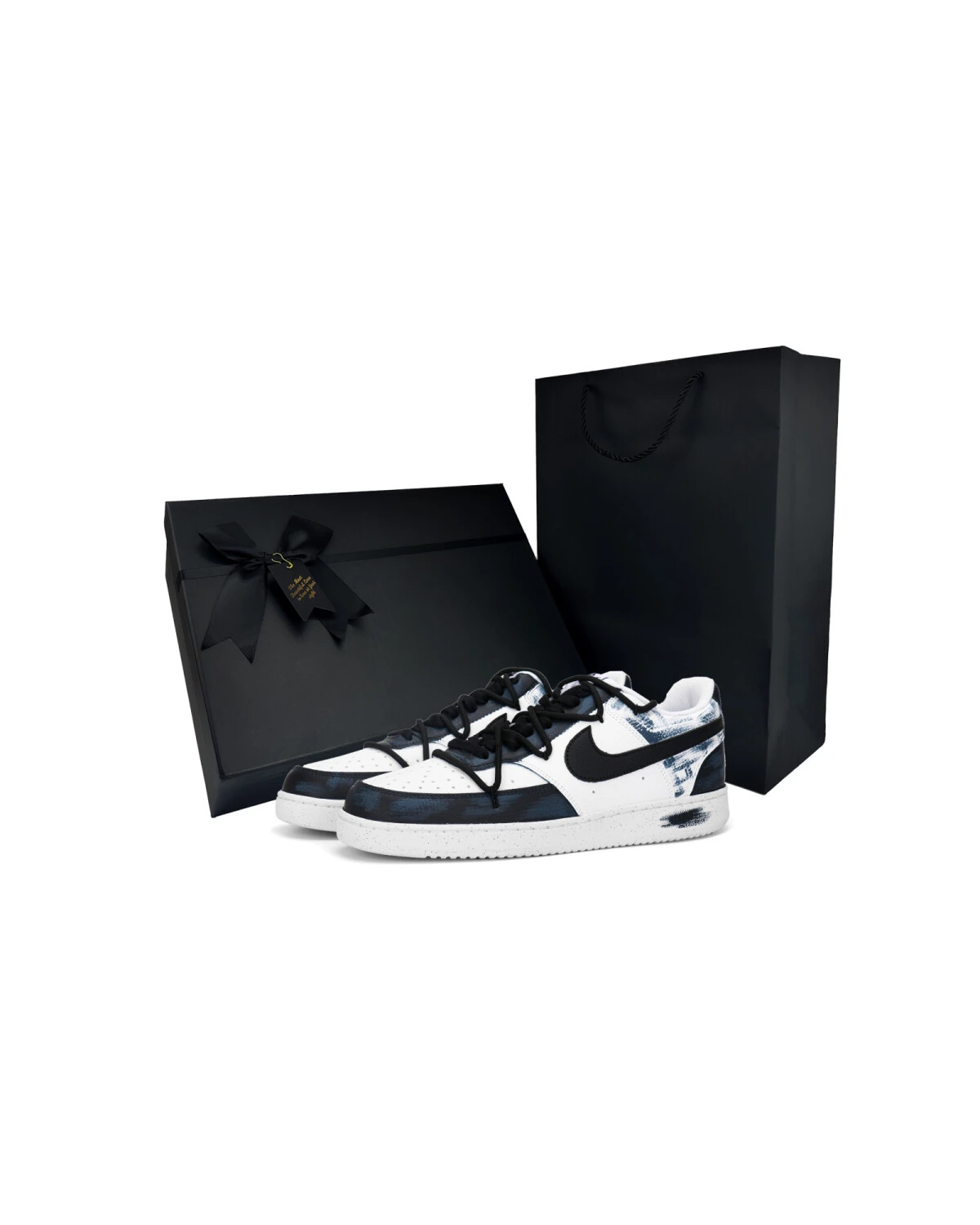 Nike Court Vision 1 мужские кроссовки черные с принтом картинка