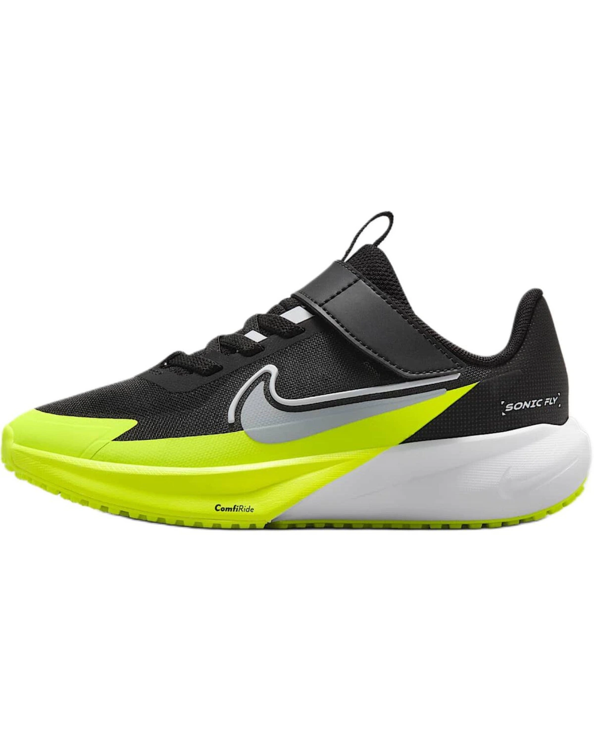 Nike SONIC FLY PS детские кроссовки для бега чёрно-зелёные картинка