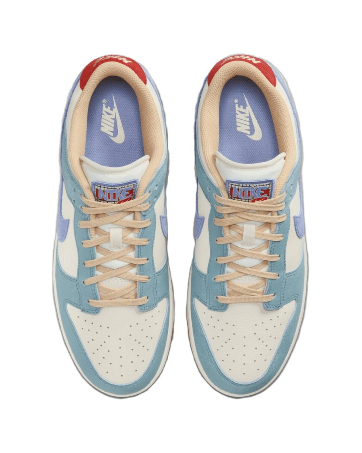 Nike Dunk Low мужские и женские кроссовки бежево-синие картинка