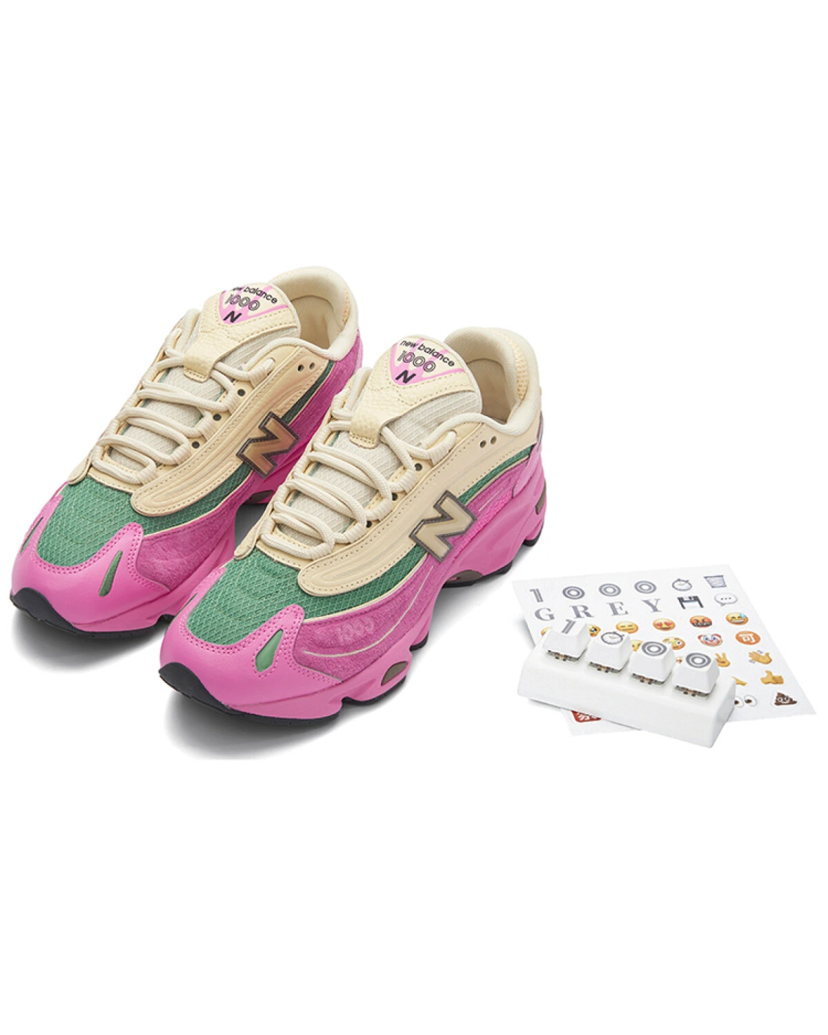 New Balance 1000 унисекс кроссовки розово-бежевые из кожи и замши картинка