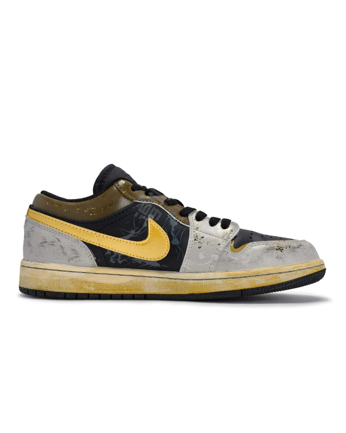 Jordan Air Jordan 1 Low унисекс кроссовки черно-серо-золотые картинка