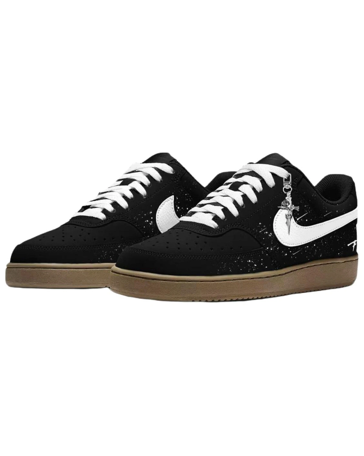 Nike Court Vision 1 мужские кроссовки черно-коричневые повседневные картинка