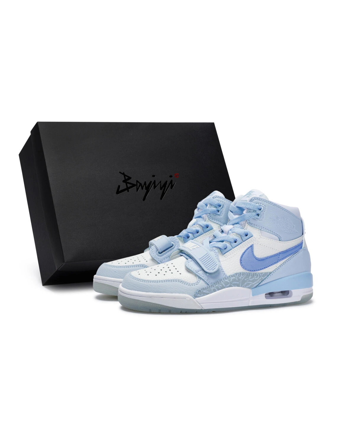 Jordan Legacy 312 женские кроссовки сине-белые с амортизацией картинка