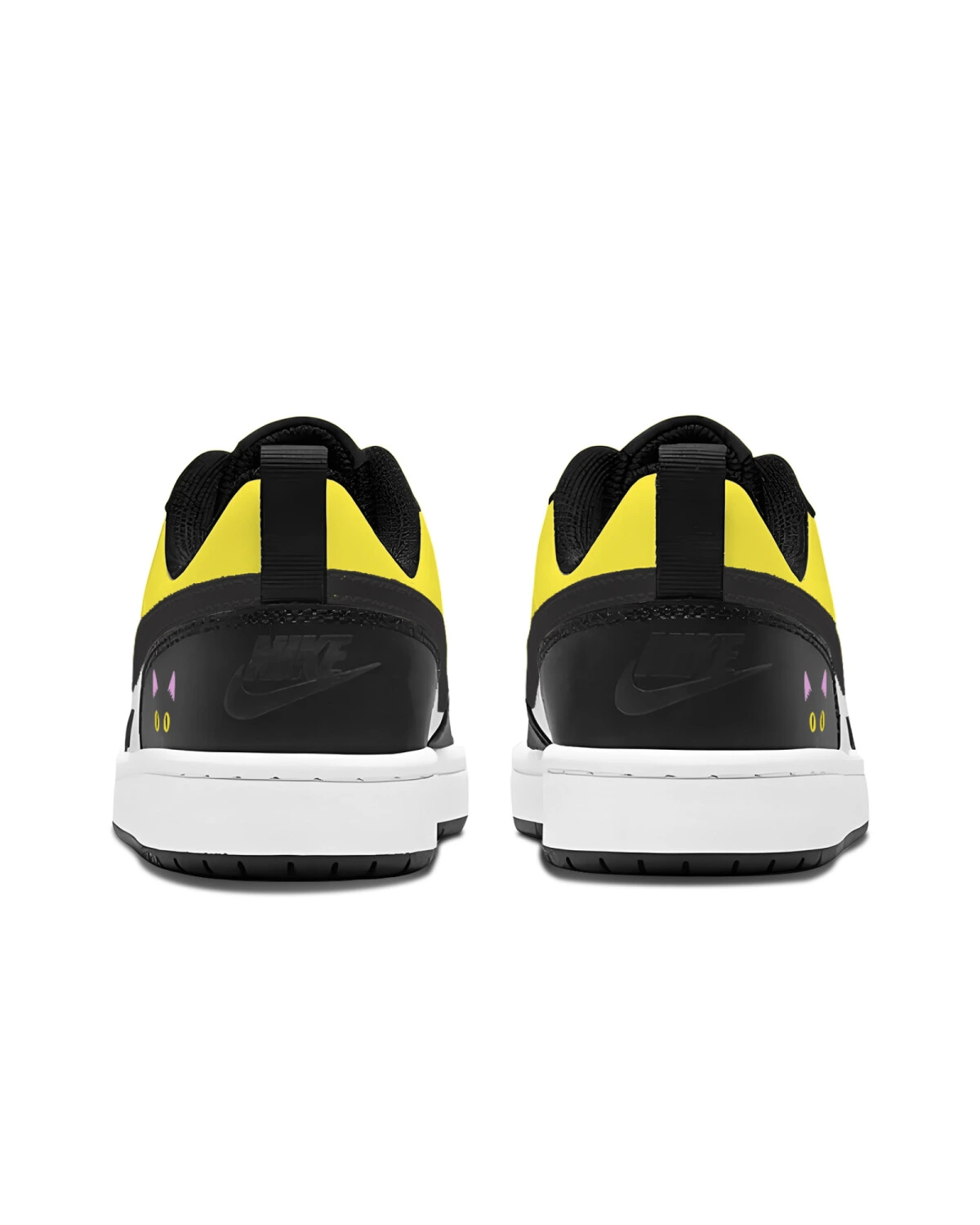 Nike Court Borough Low 2 детские кроссовки кожаные желтые с принтом кота картинка