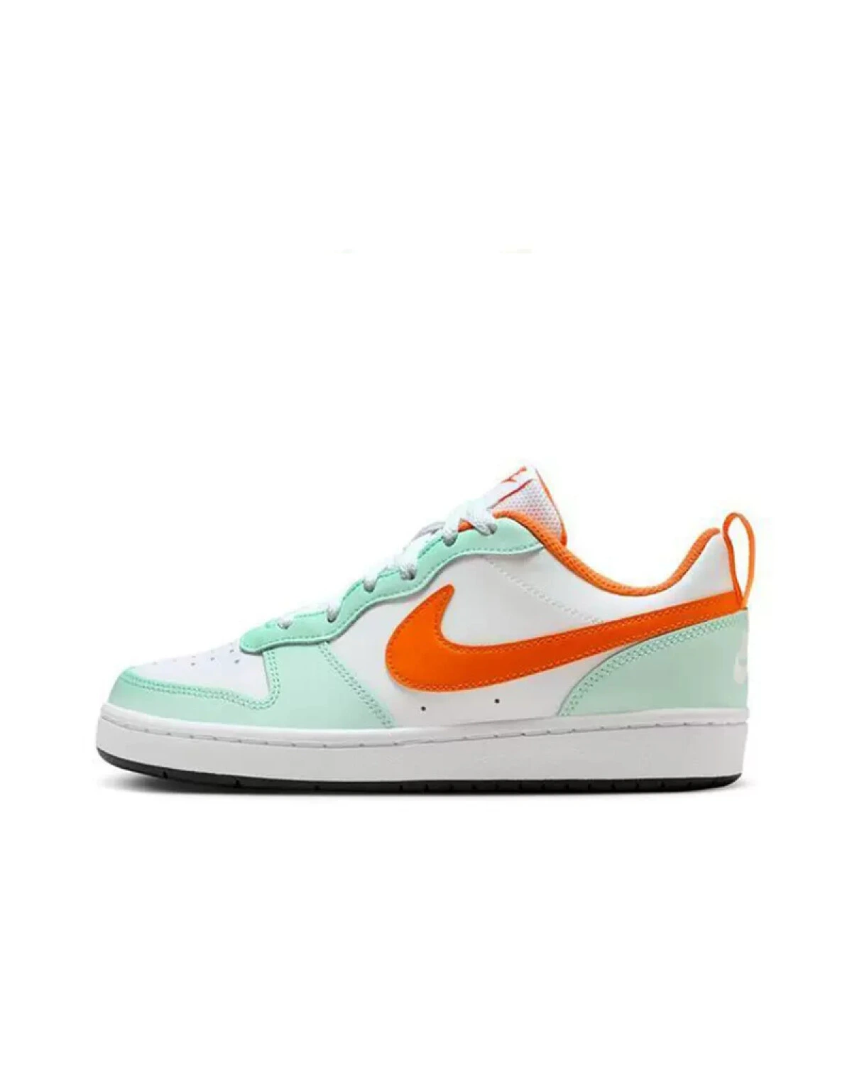 Nike Court Borough Low 2 детские кроссовки кожаные бело-зелено-оранжевые картинка