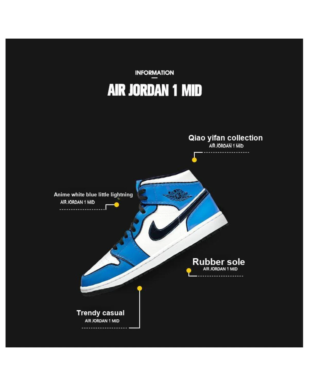 Jordan Air Jordan 1 детские кроссовки сине-белые с лакированной кожей картинка