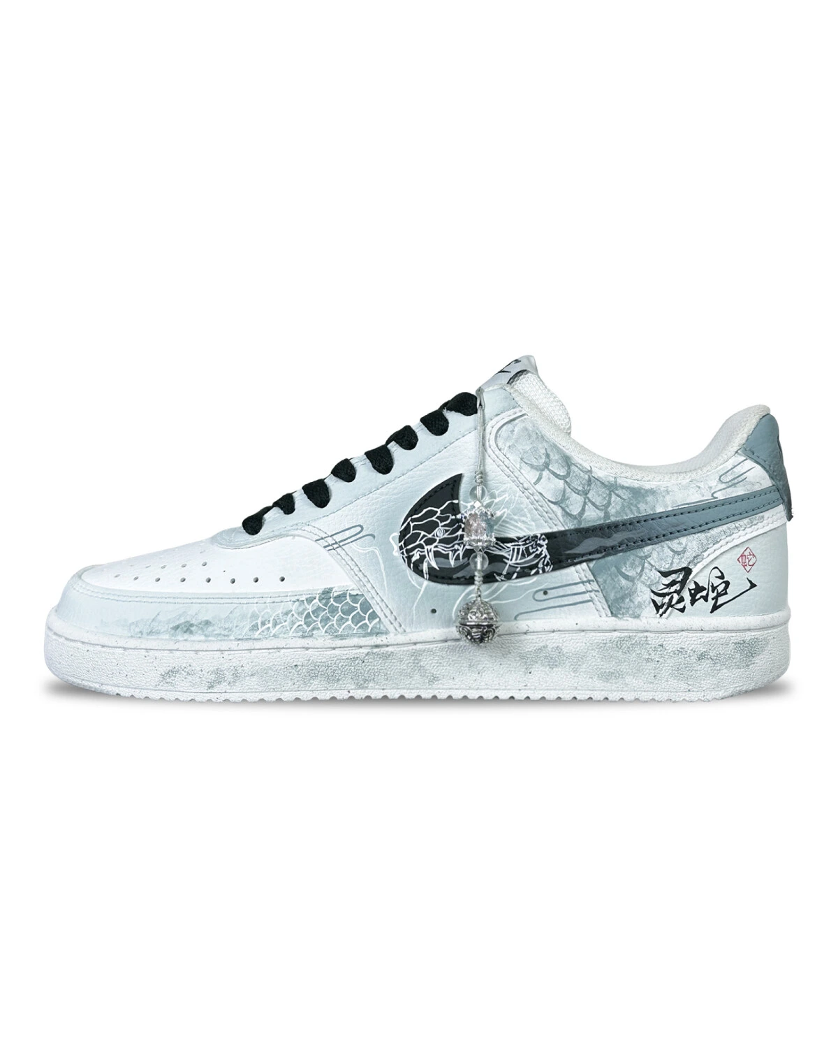 Nike Court Vision 1 мужские кроссовки бело-зеленые с тонкой подошвой и нескользящей подметкой картинка