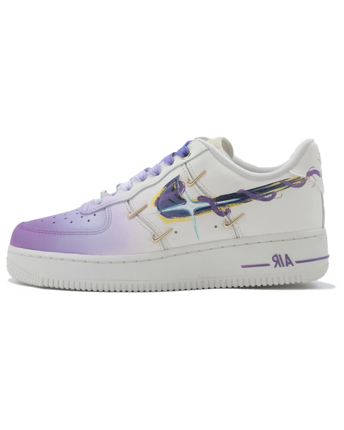 Nike Air Force 1 женские кроссовки кожаные фиолетово-розовые картинка