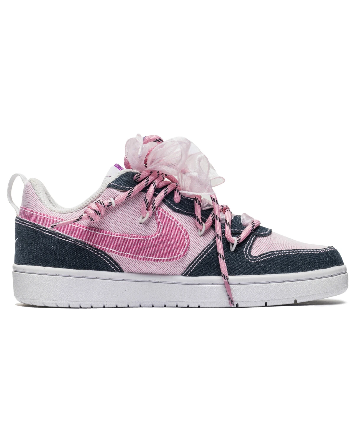 Nike Court Borough 2 детские кроссовки розовые с деним-панелью картинка