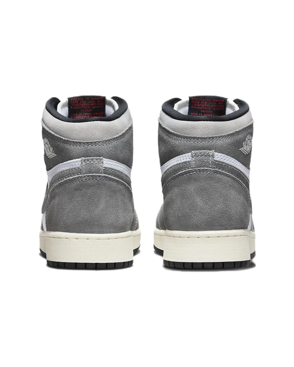Jordan Air Jordan 1 детские высокие кроссовки серо-белые из кожи картинка