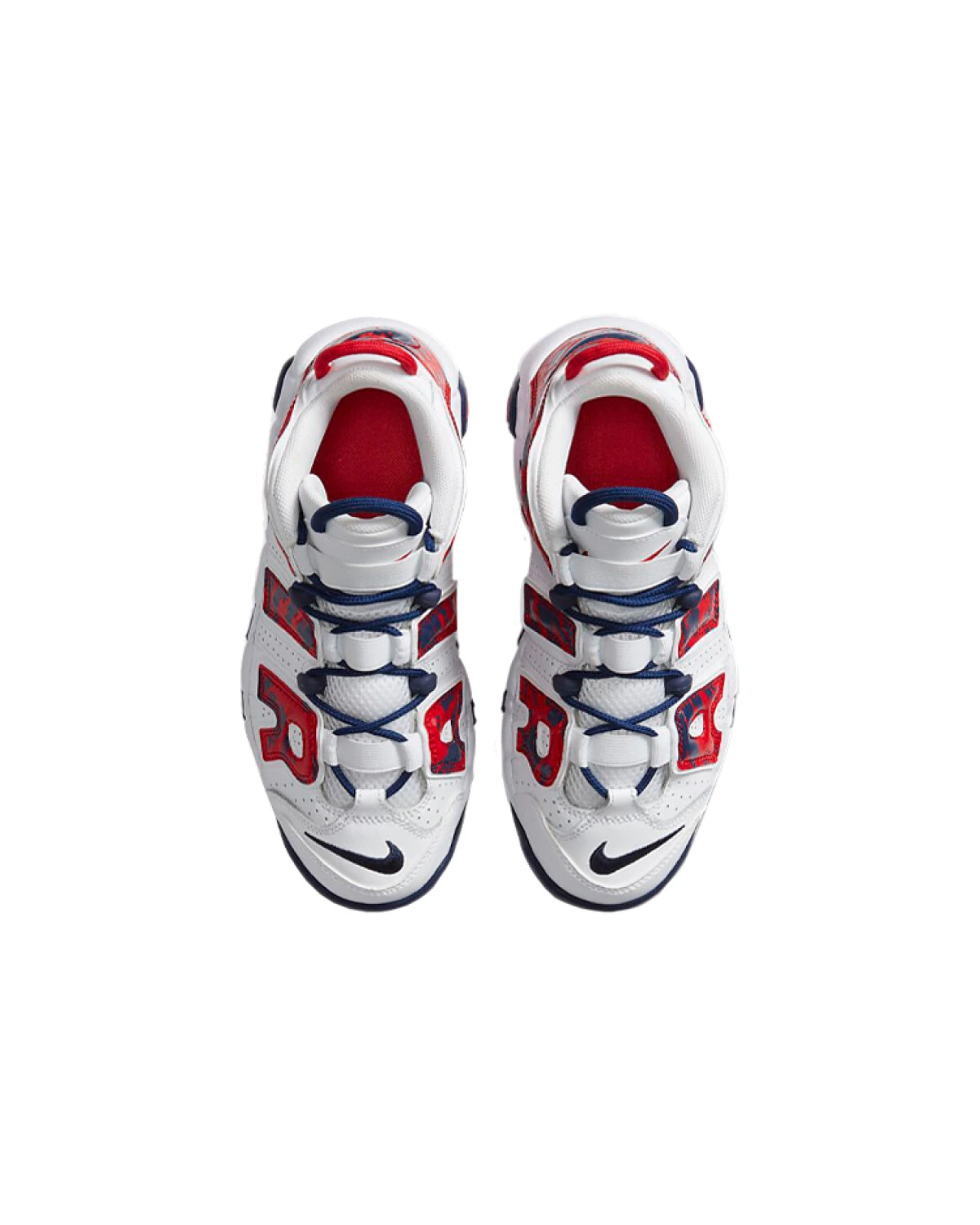 Nike Air More Uptempo детские кроссовки белые с красными вставками картинка