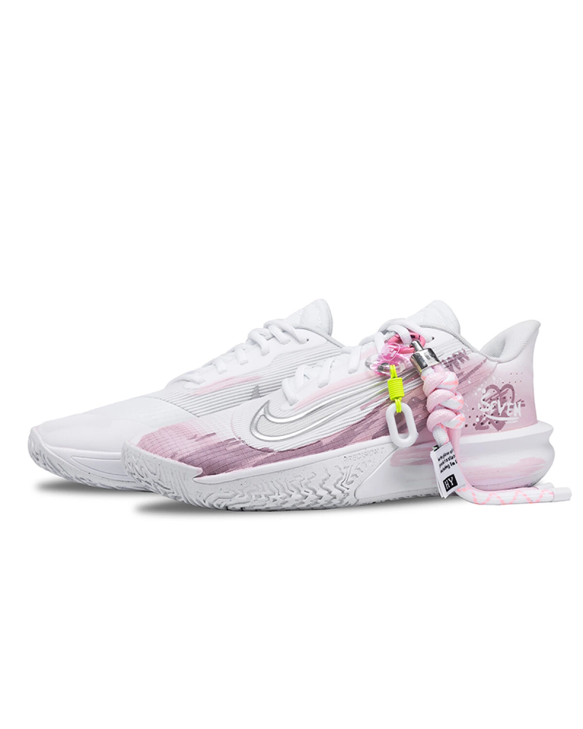 Nike Precision 7 Unisex баскетбольные кроссовки бело-розовые с художественным принтом картинка