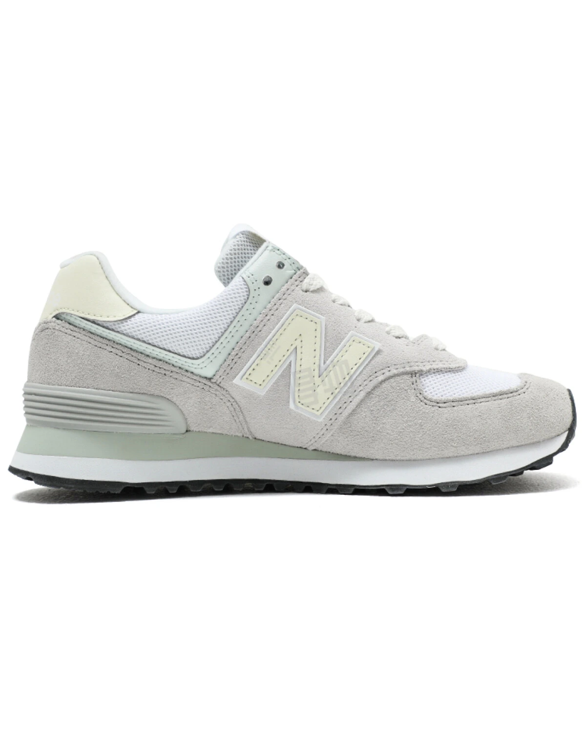 New Balance 574 v2 женские повседневные кроссовки серые с желтыми акцентами картинка