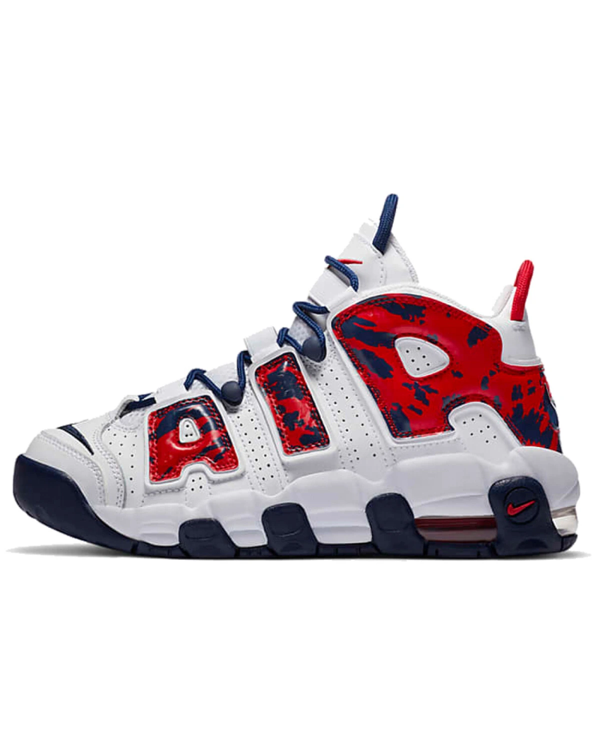 Nike Air More Uptempo детские кроссовки белые с красными вставками картинка