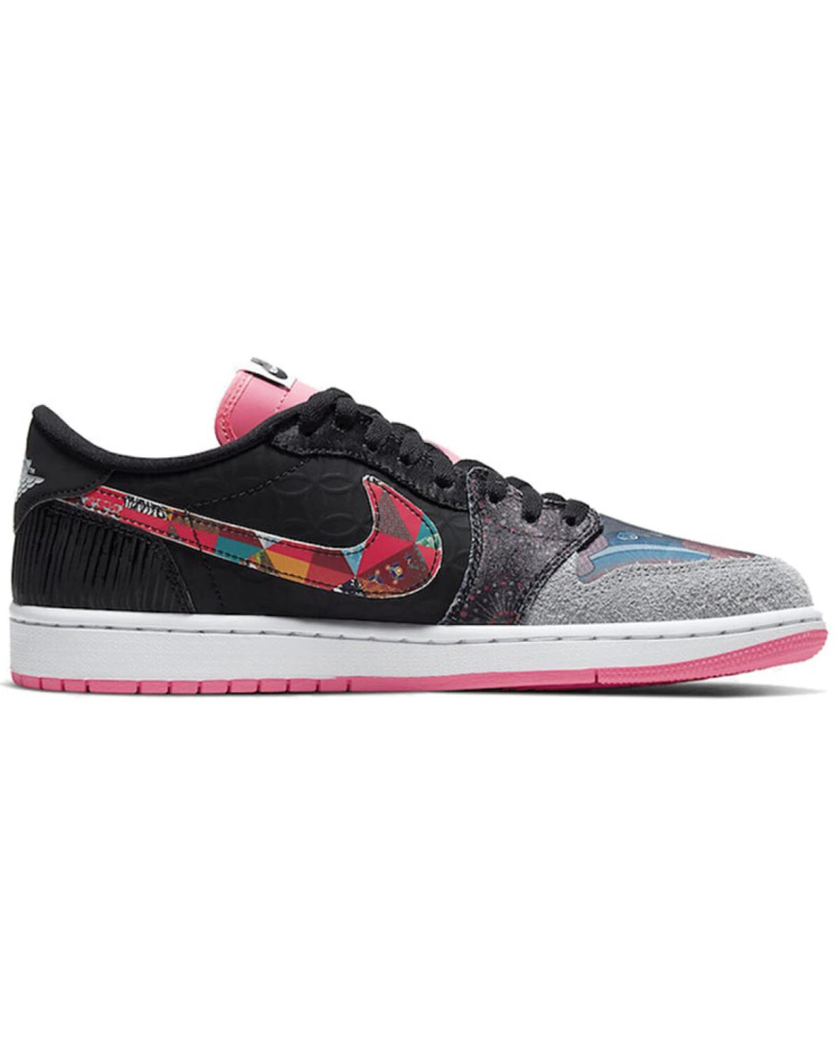 Jordan Air Jordan 1 унисекс кроссовки черно-розовые кожаные картинка