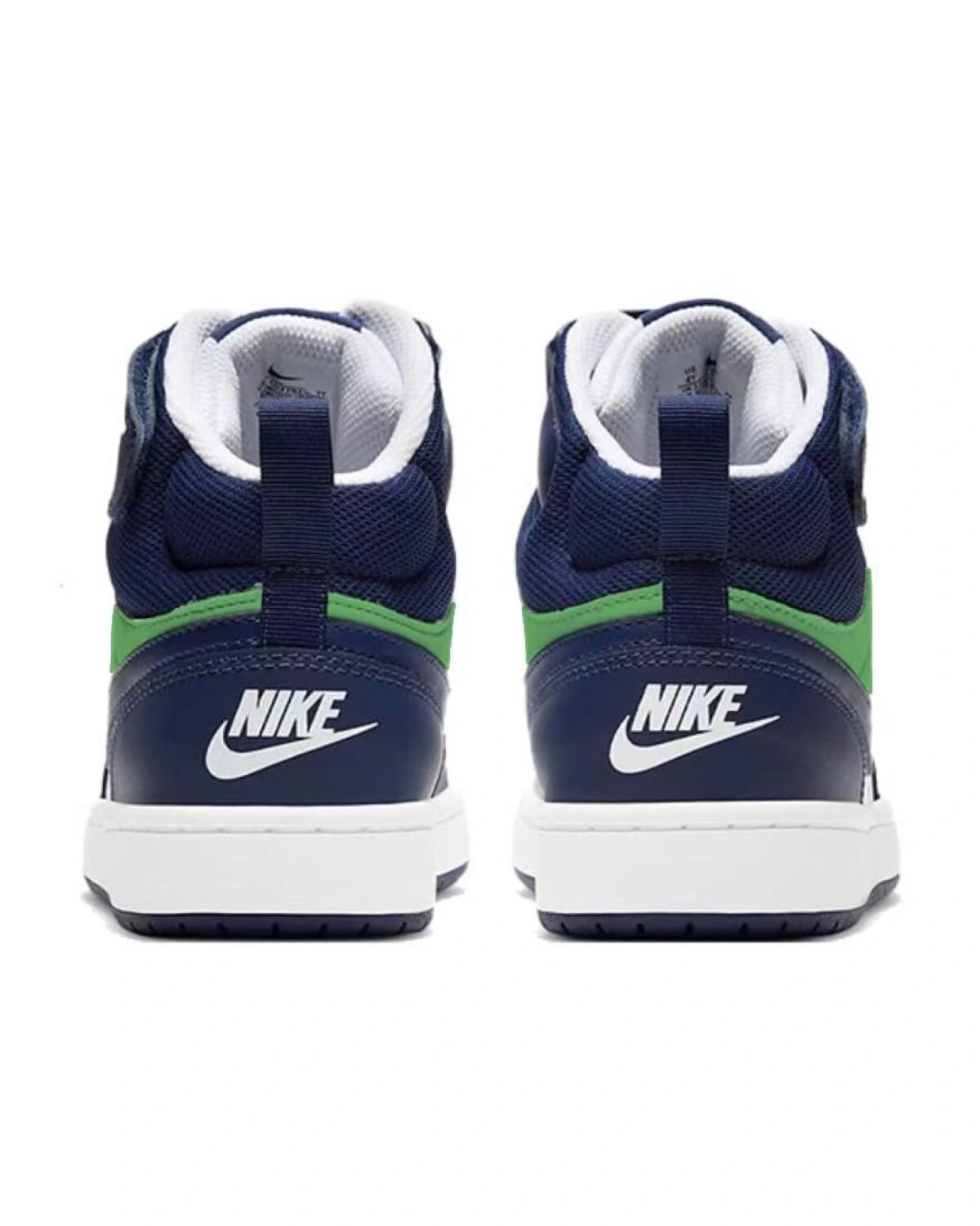 Nike Court Borough детские кроссовки высокие сине-белые на липучке картинка