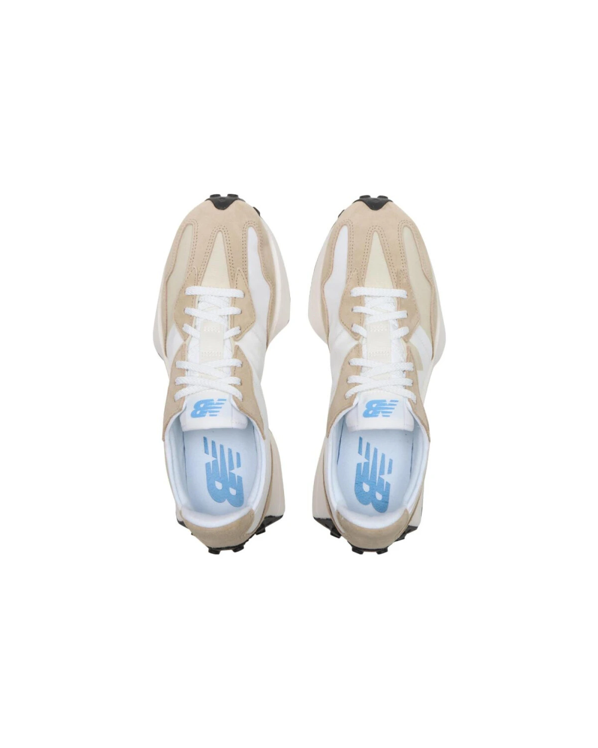New Balance NB 327 унисекс кроссовки из кожи бело-бежевые картинка