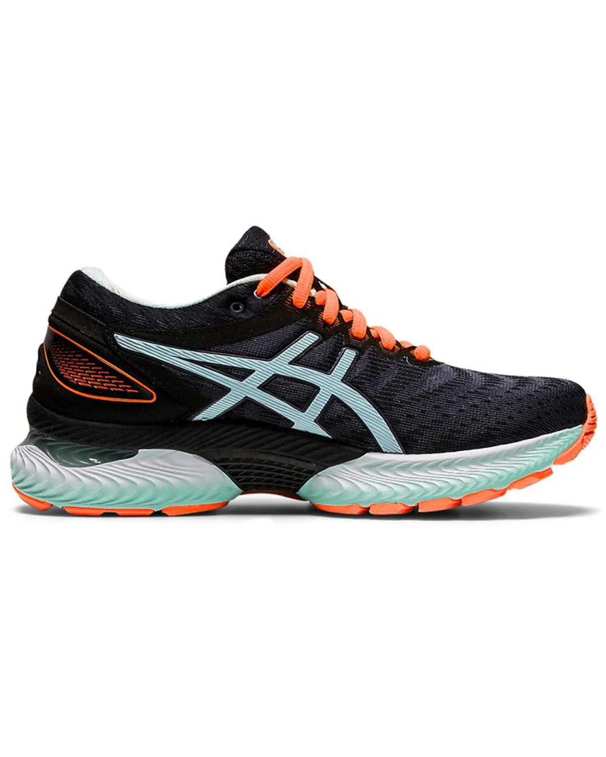 Asics GEL-Nimbus 22 женские кроссовки для бега с амортизацией GEL черно-оранжевые картинка