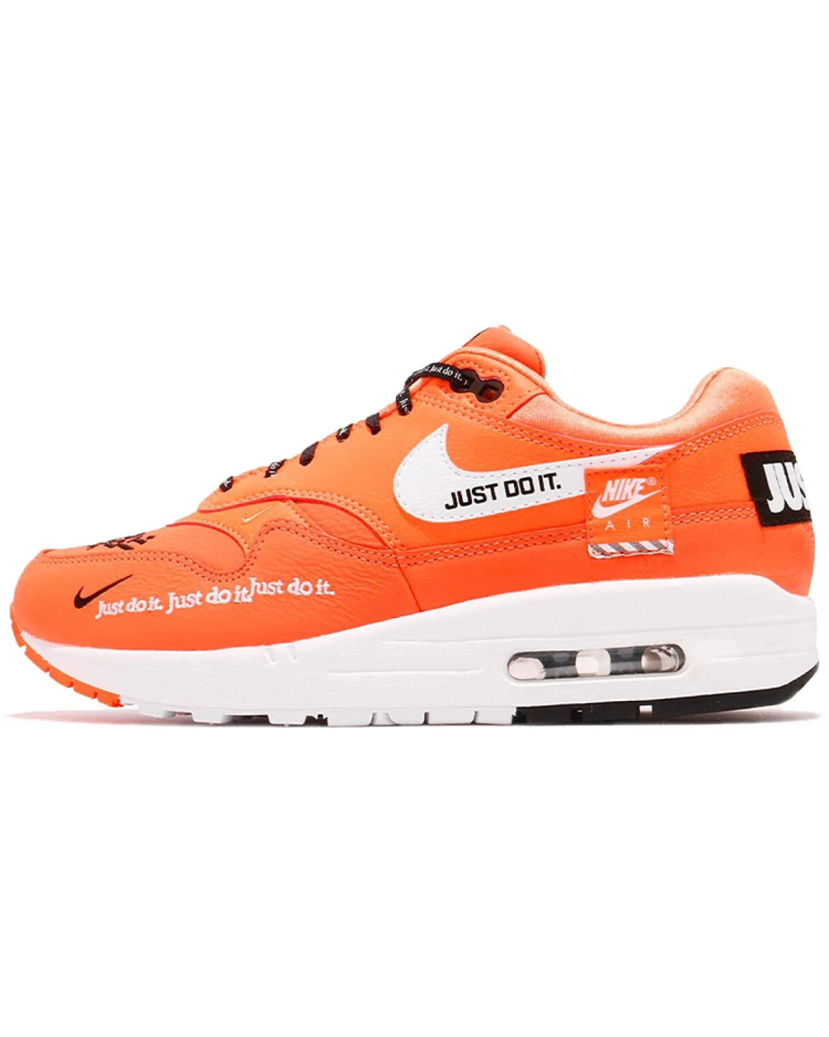 Nike Air Max 1 женские повседневные кроссовки оранжевые с кожаным верхом картинка