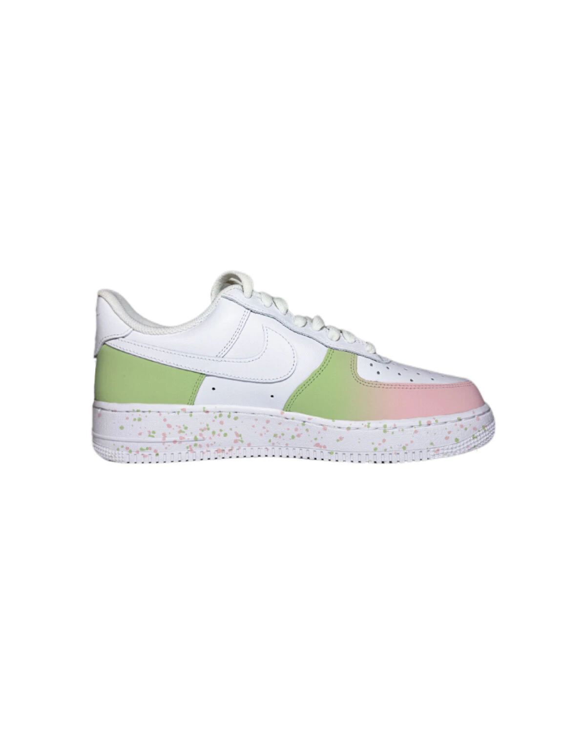Nike Air Force 1 07 мужские кроссовки бело-розово-зеленые кожаные уличные картинка
