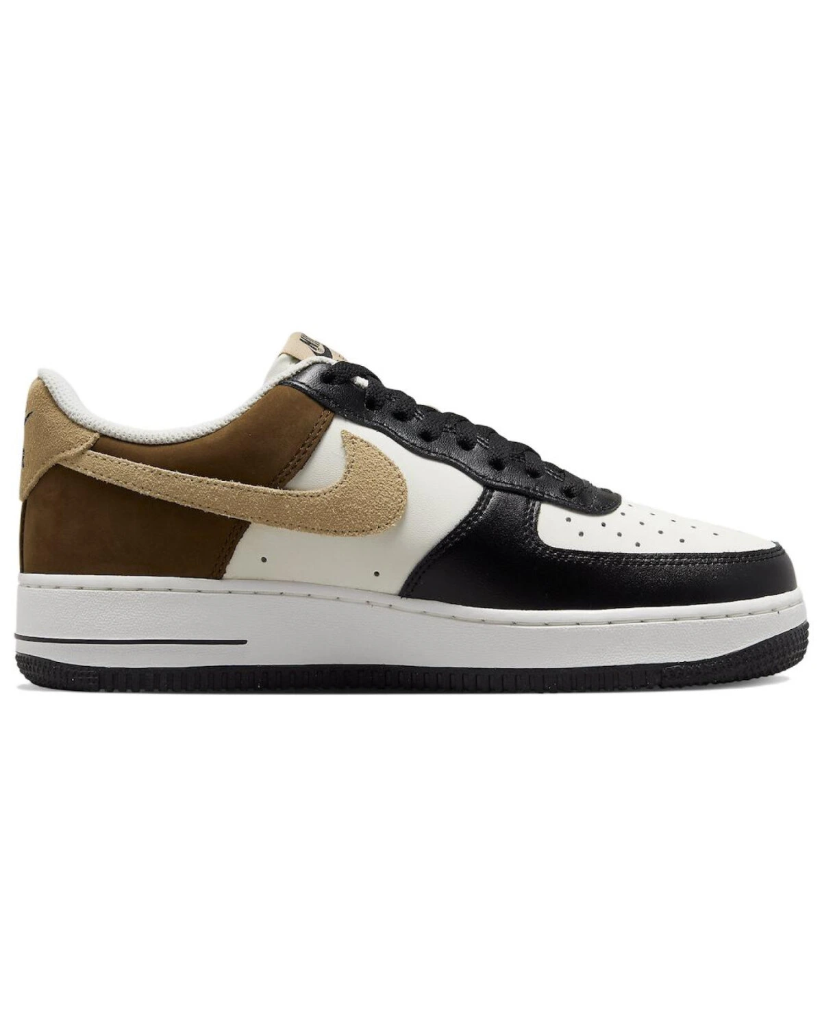 Nike Air Force 1 унисекс кроссовки кожаные бело-черно-коричневые картинка
