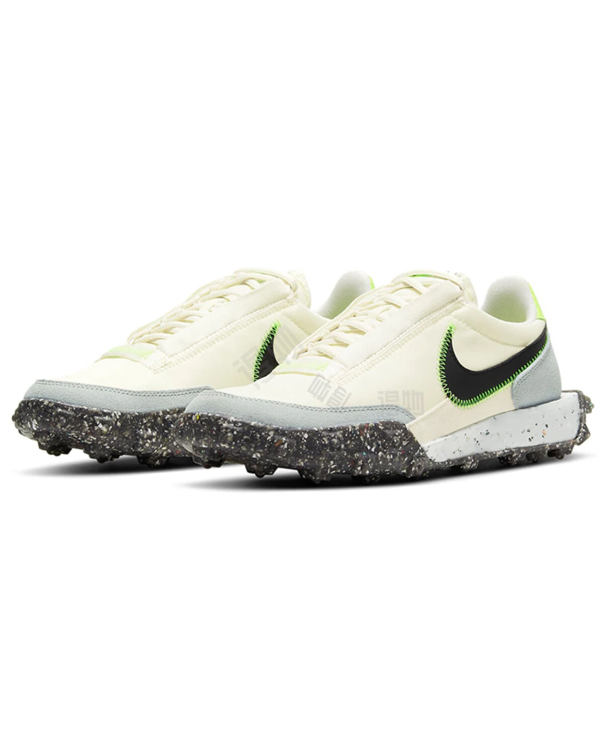 Nike Waffle Racer женские повседневные кроссовки молочно-черно-серые картинка