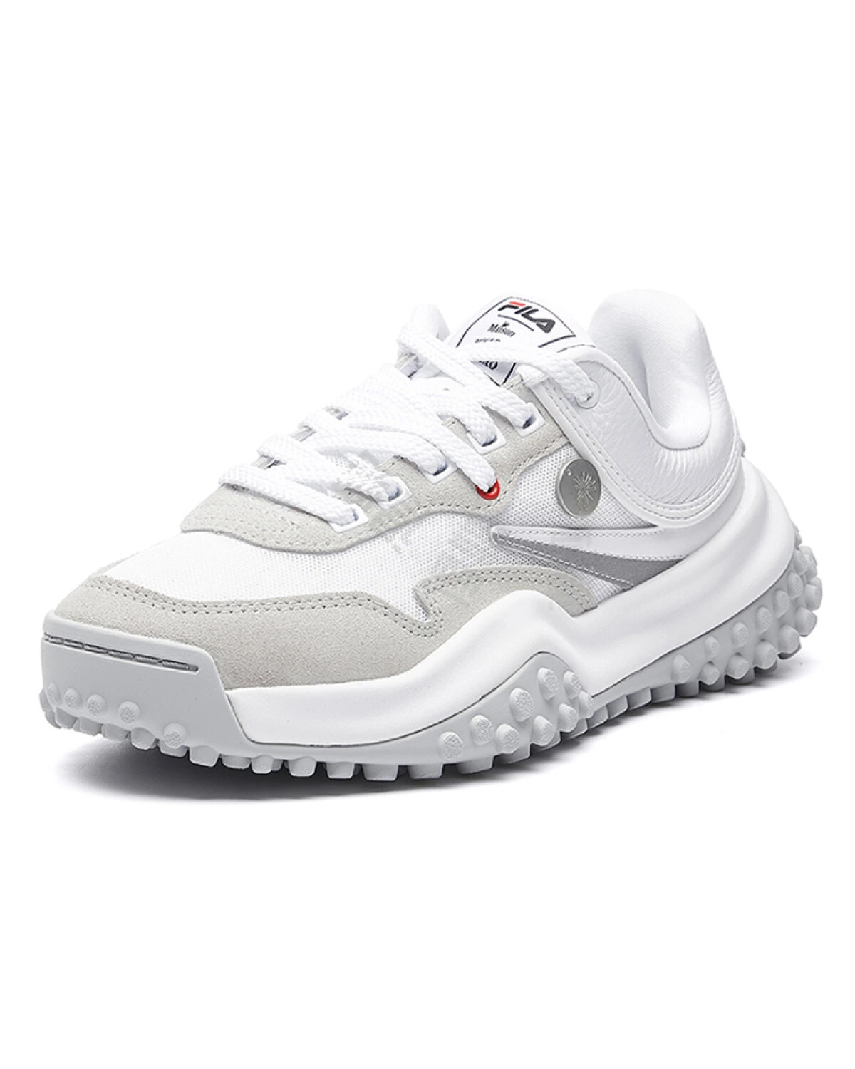 FILA T1 женские повседневные кроссовки из сетки и кожи бело-серые картинка