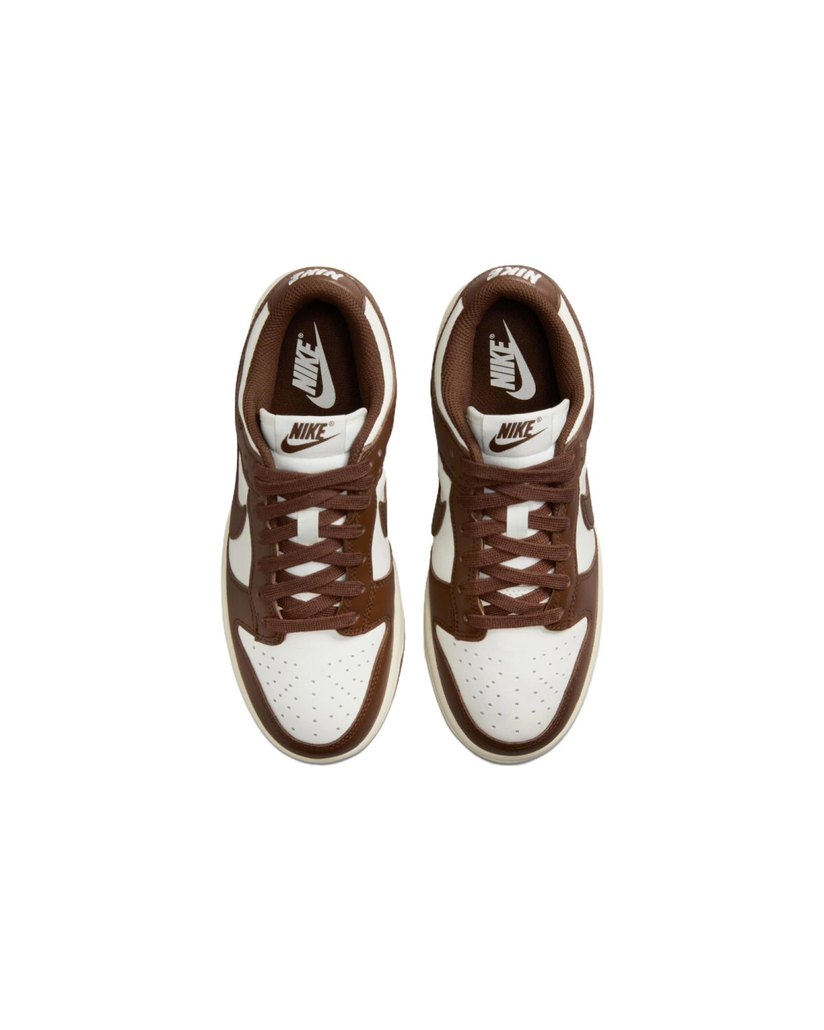 Nike Dunk женские кроссовки коричнево-белые на шнуровке картинка