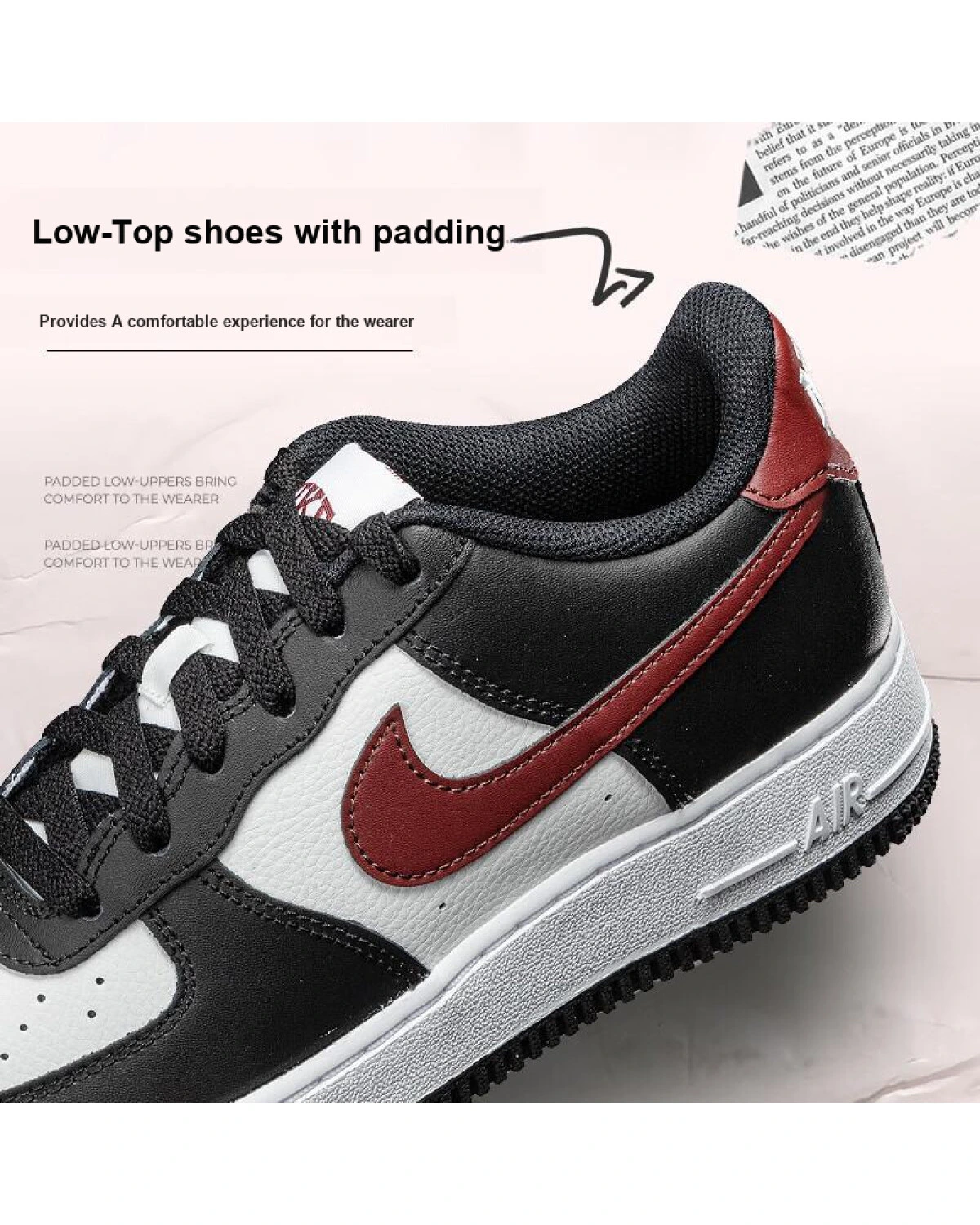 Nike Air Force 1 детские кроссовки черно-белые картинка