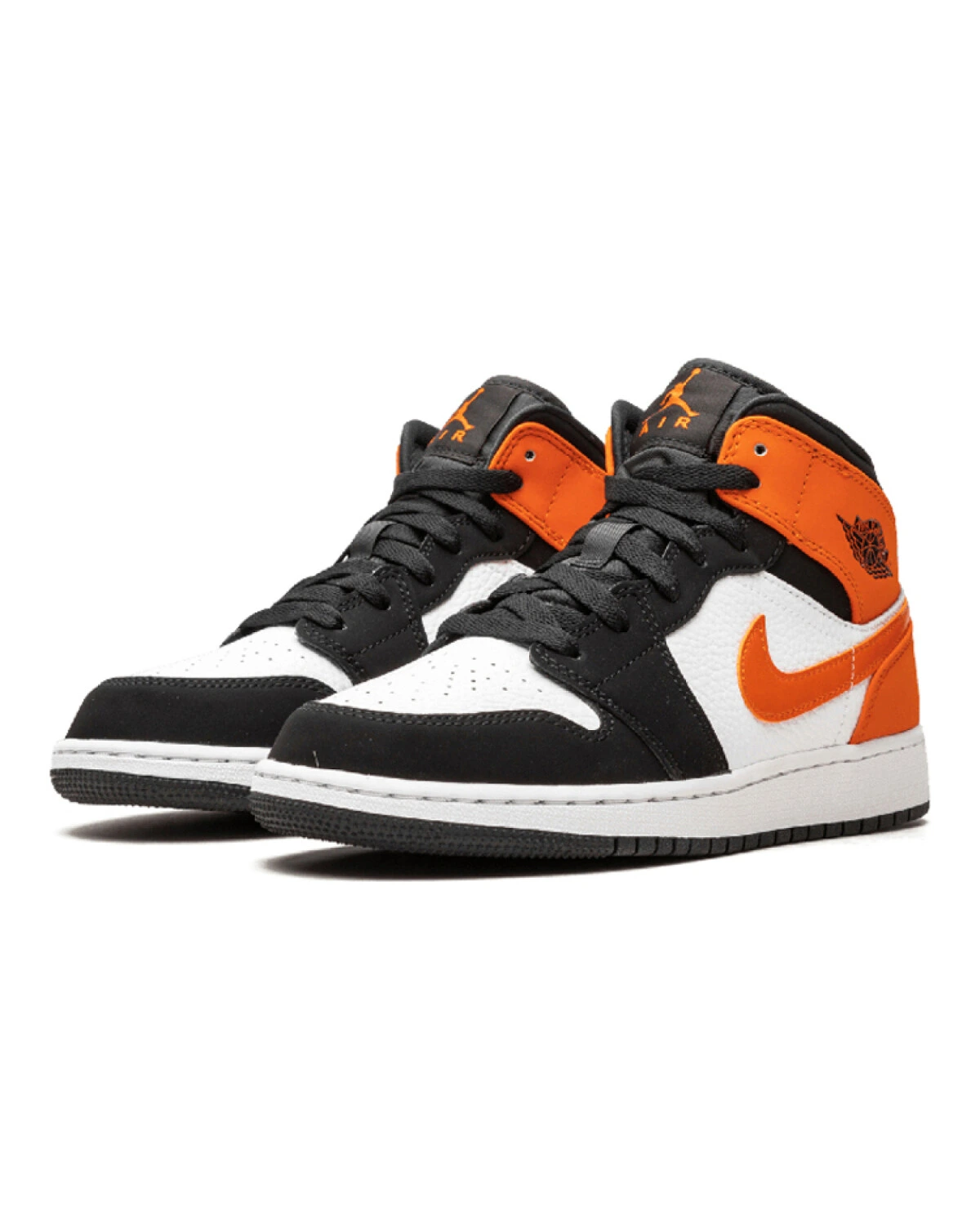Jordan Air Jordan 1 Mid детские кроссовки черно-оранжевые картинка