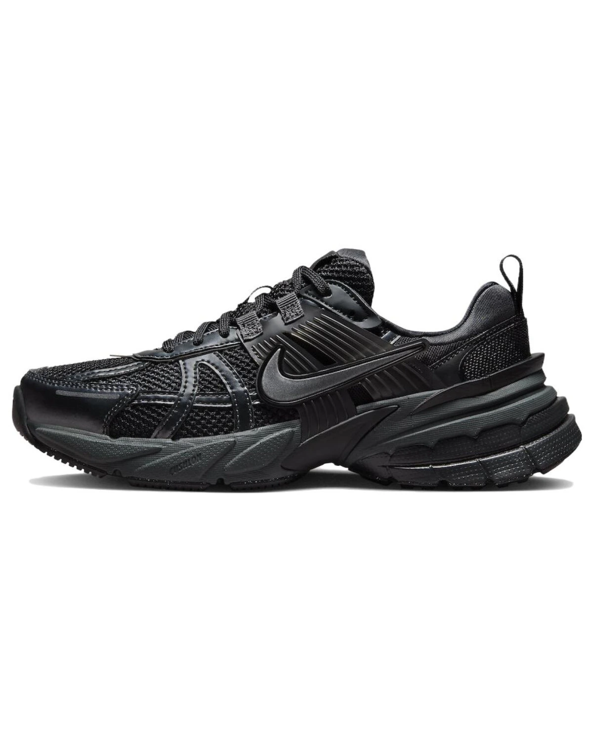 Nike V2K Run женские кроссовки чёрные из сетки и кожи картинка