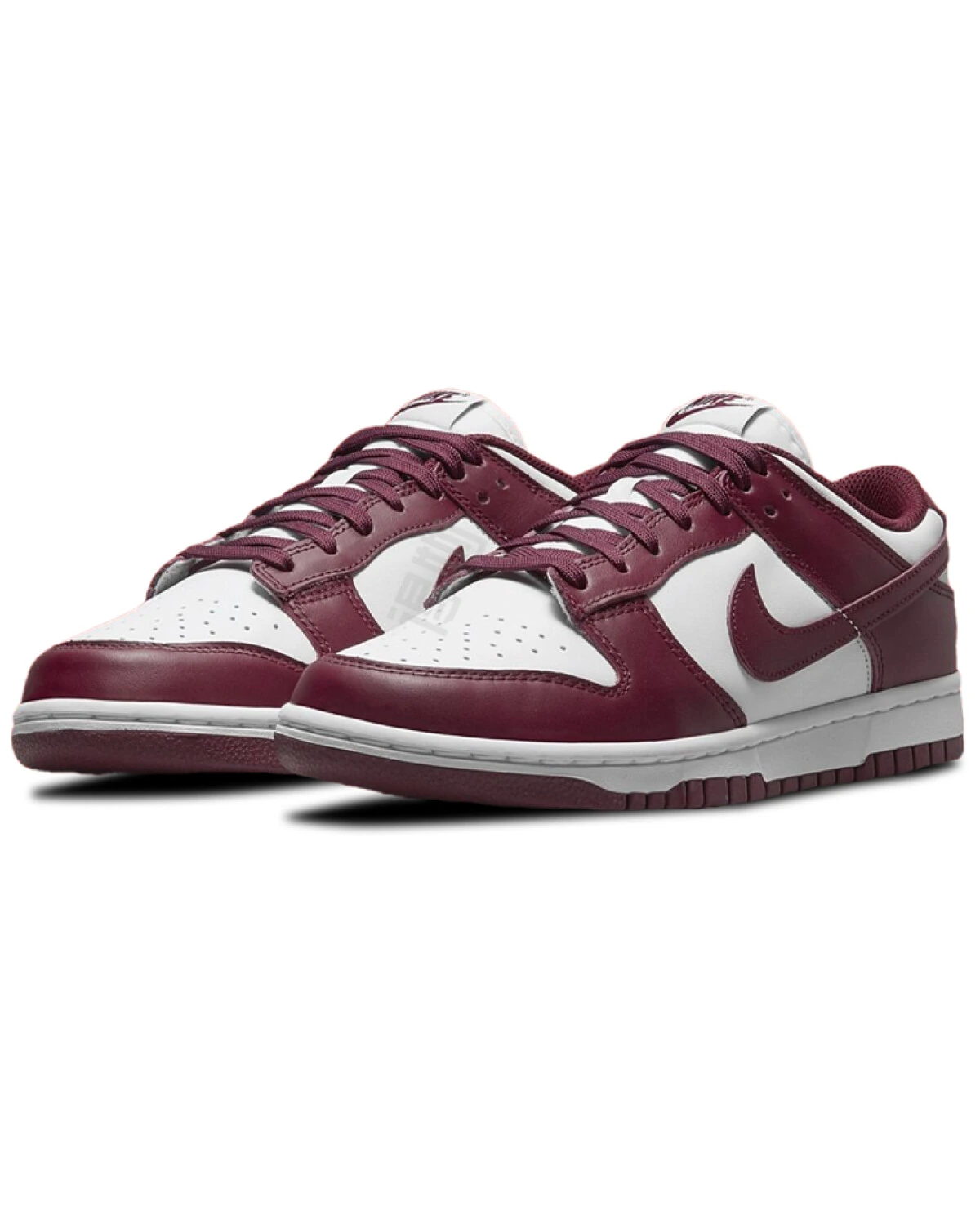 Nike Dunk женские кроссовки из натуральной кожи бордово-белые картинка
