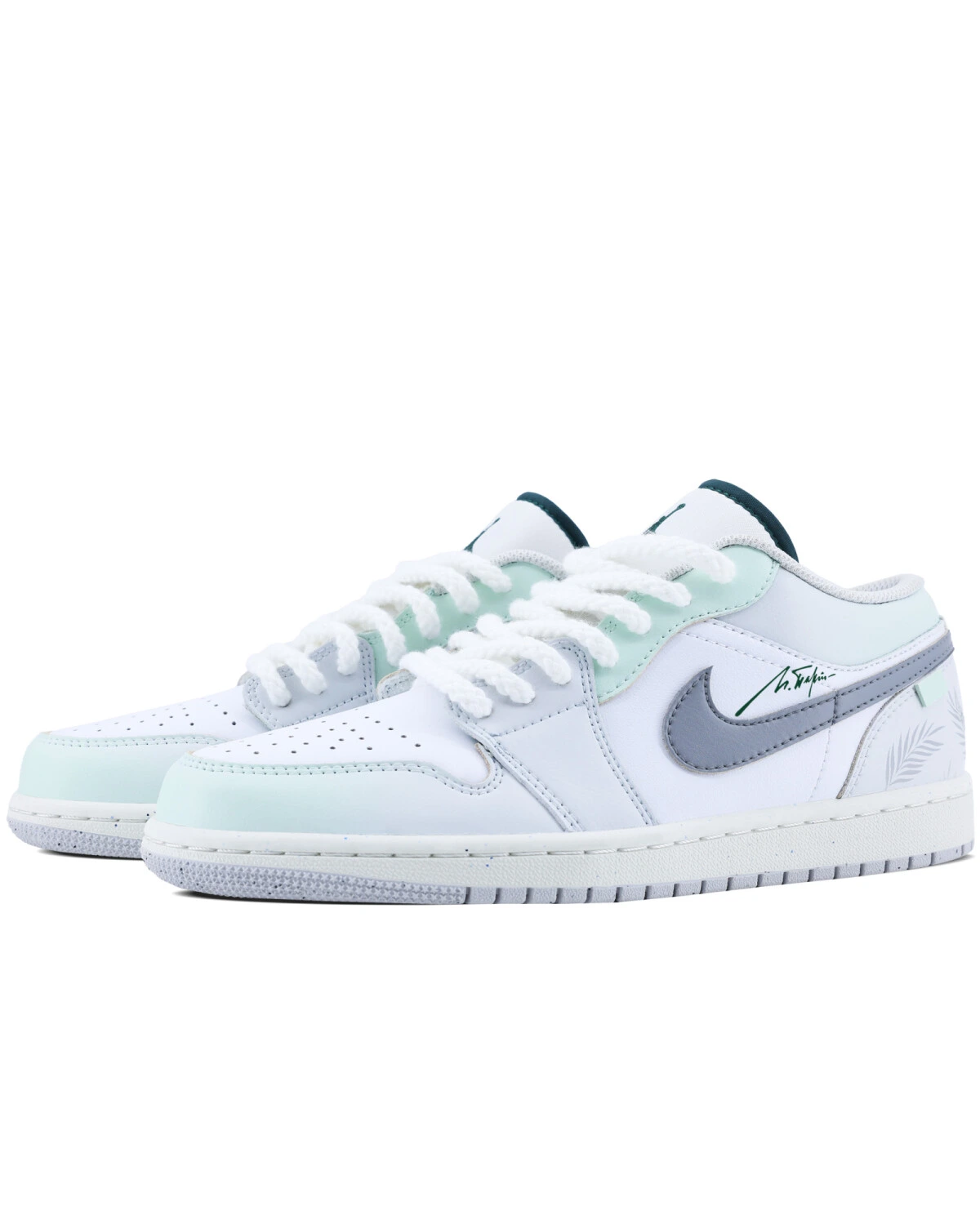 Jordan Air Jordan 1 мужские кроссовки сине-белые с зеленым акцентом картинка