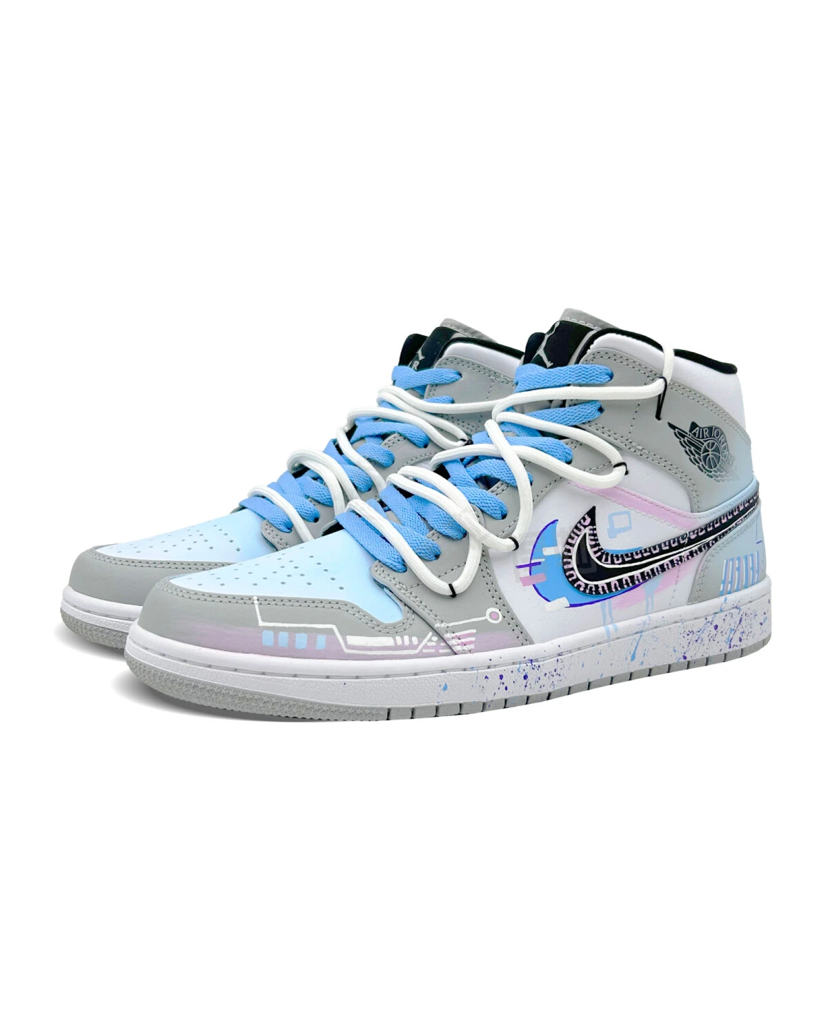 Jordan Air Jordan 1 мужские кроссовки средней высоты серо-голубые картинка