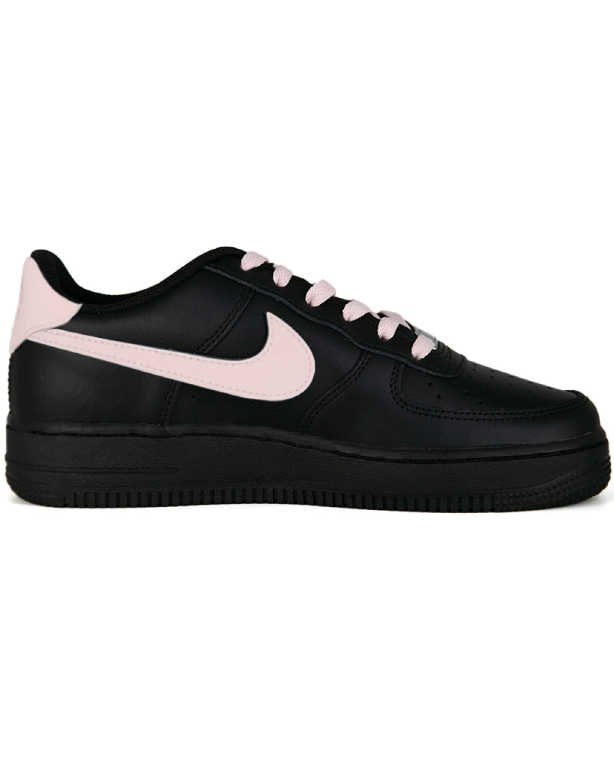 Nike Air Force 1 Black Knight унисекс кроссовки черно-розовые с бантом картинка