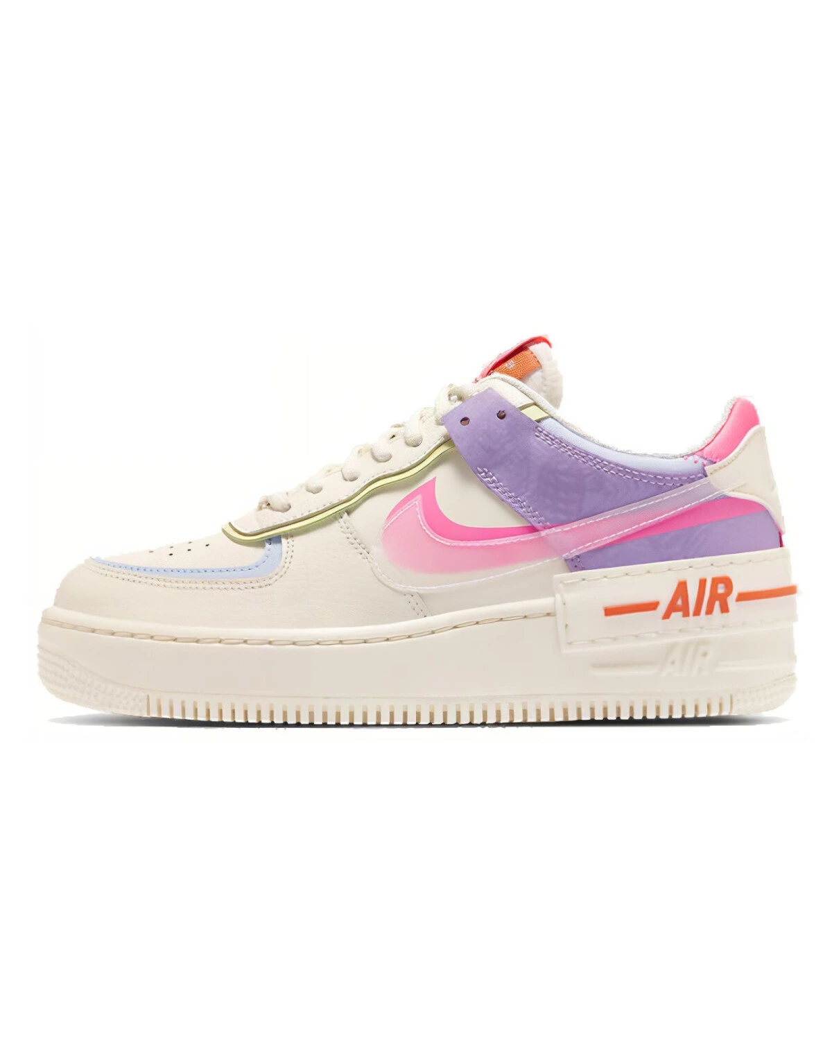 Nike AF1 Shadow Macaron женские кроссовки белые с фиолетовыми вставками картинка