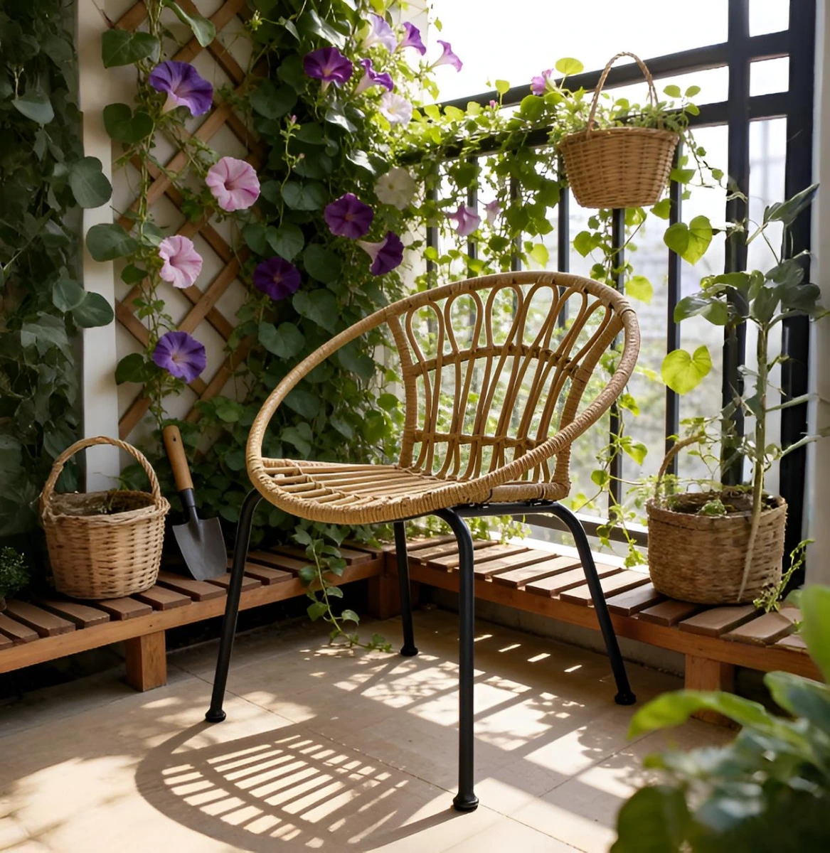 Комплект садовой мебели с плетеными креслами и столиком (Бежевый) картинка