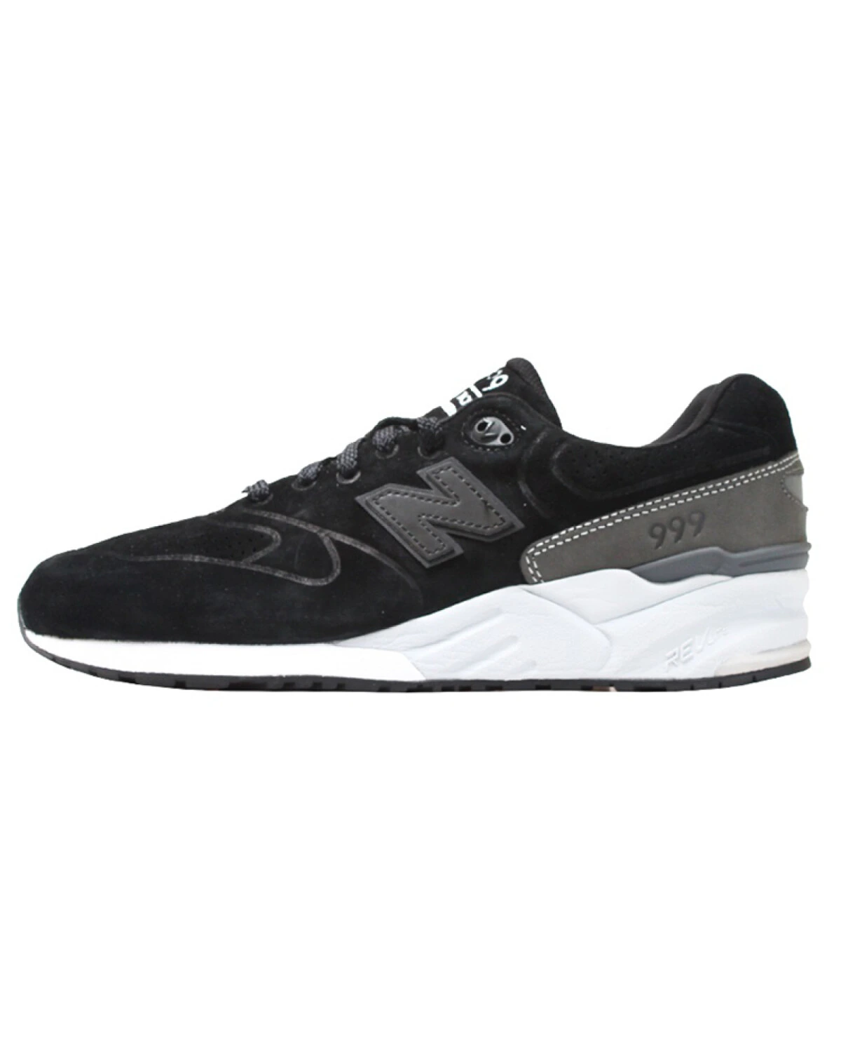 New Balance NB 999 унисекс кроссовки для бега из замши чёрно-белые картинка
