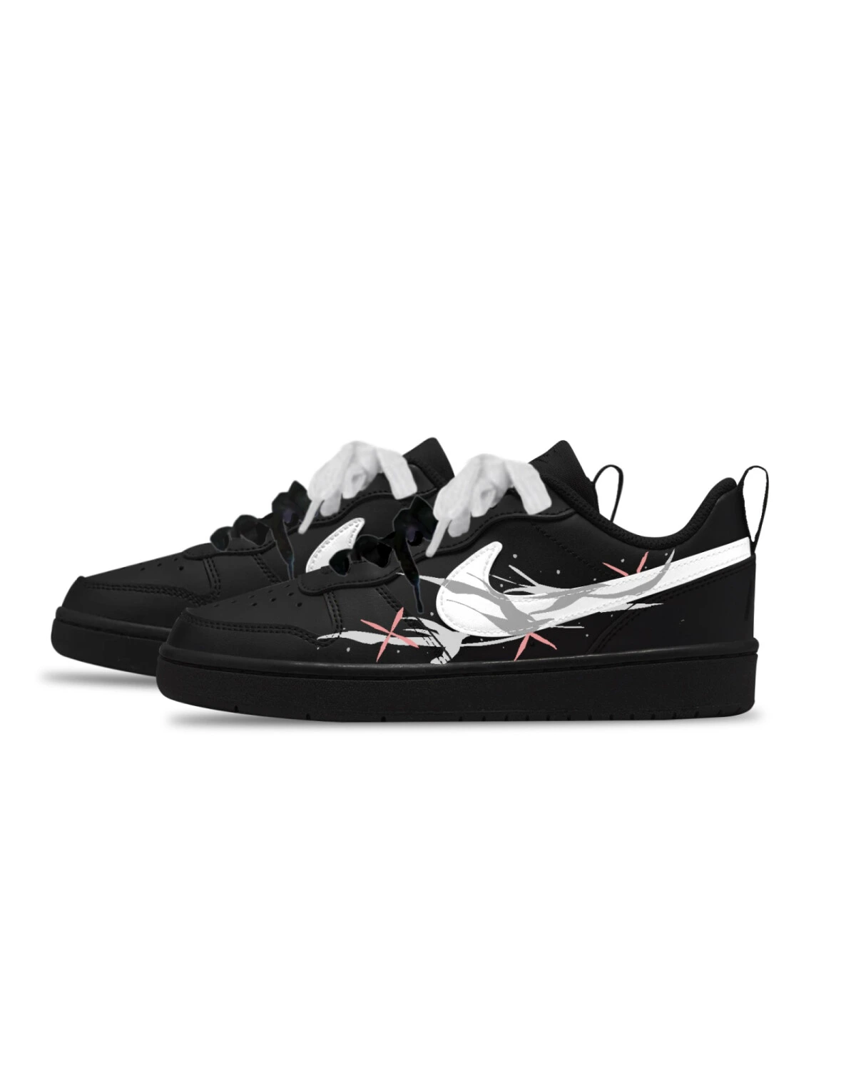 Nike Court Borough детские кеды кожаные красно-белые картинка