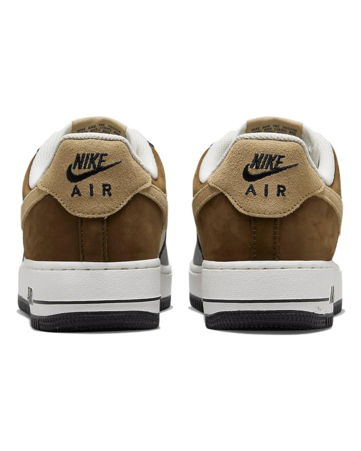 Nike Air Force 1 унисекс кроссовки кожаные бело-черно-коричневые картинка