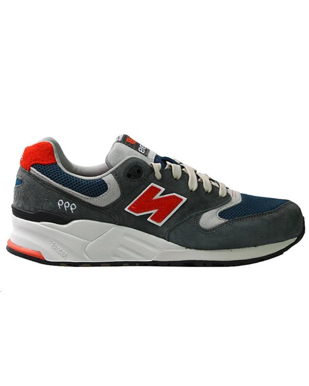 New Balance NB 999 кроссовки беговые серые с красными вставками картинка