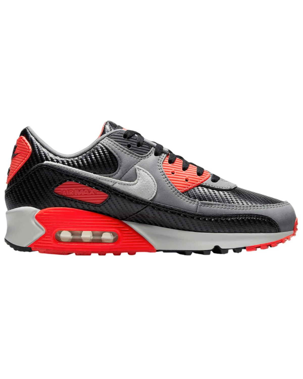 Nike Air Max 90 Premium мужские кроссовки черно-серо-красные повседневные картинка