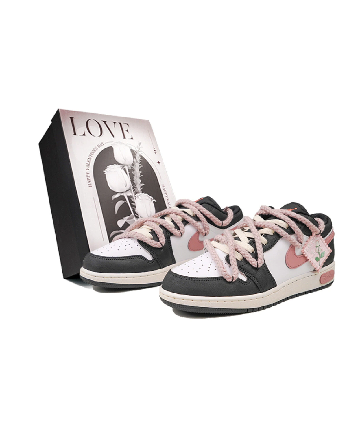 Jordan Air Jordan 1 RISK Rose Lover женские кроссовки черно-розовые с амортизацией картинка