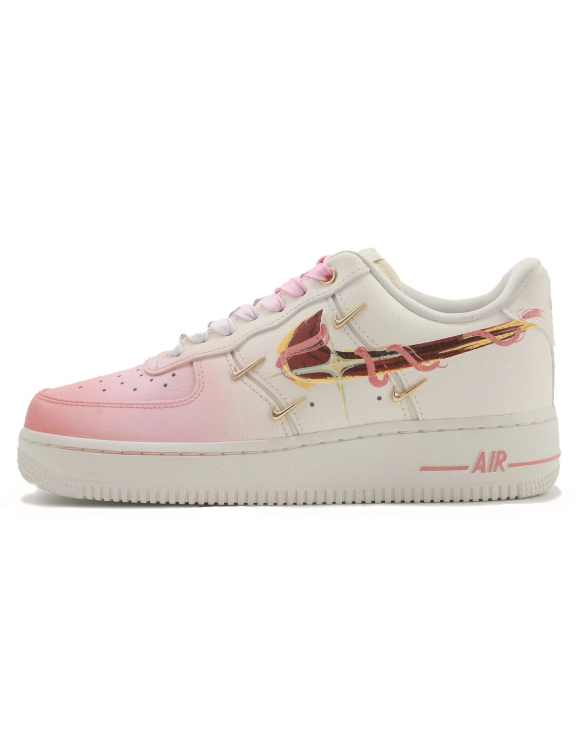 Nike Air Force 1 женские кроссовки кожаные фиолетово-розовые картинка