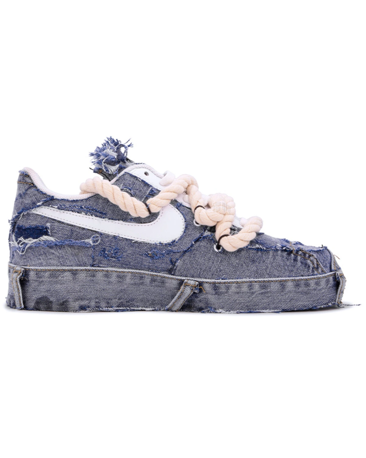 Nike Air Force 1 женские кроссовки джинсовые сине-белые картинка