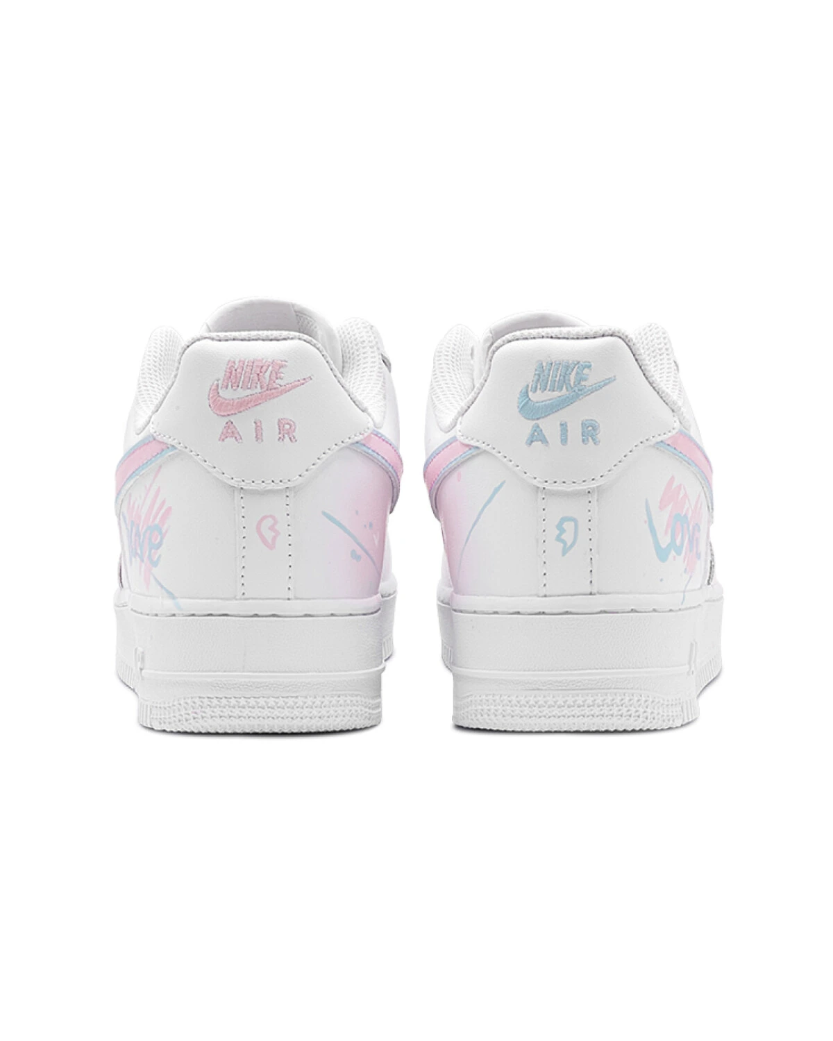 Nike Air Force 1 Low Love Graffiti мужские кроссовки розово-голубые нескользящие картинка