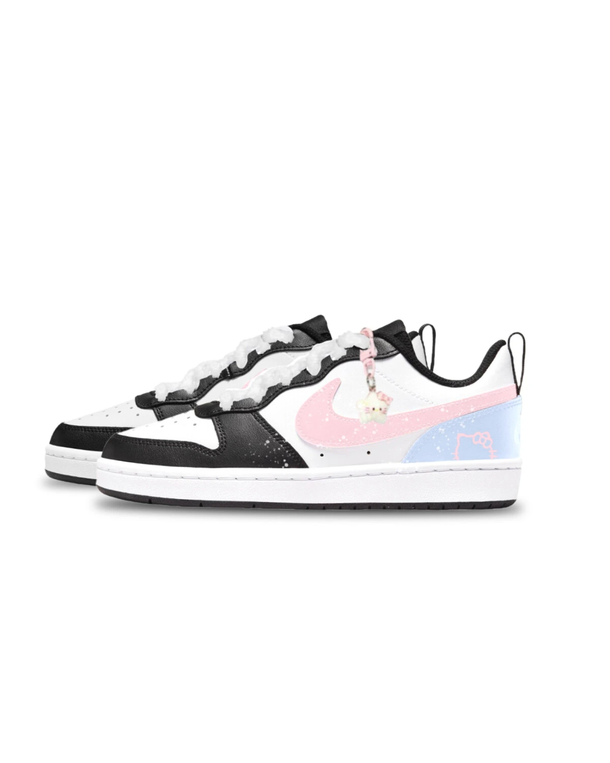 Nike Court Borough 2 детские кроссовки кожаные бело-розово-голубые картинка